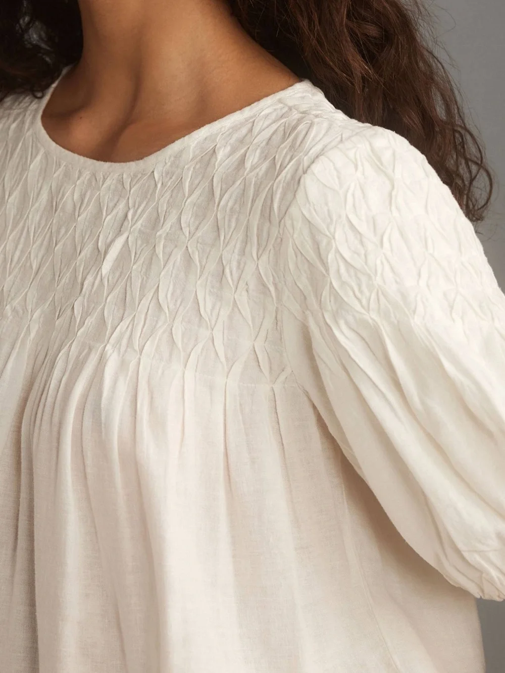 Liza Puff-Sleeve Linen Top